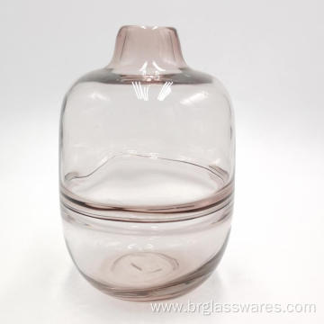 Mouth Blown Home Decorative Thick Pink Colored glass vase